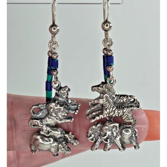 Dakota West Jewelry - RARE Dakota West Schube Sterling Silver Animal Pairs Noah's Ark Earrings 925 1.5